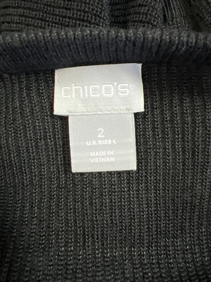 Chico’s Women’s Black Side Twist Ribbed Pullover Sweater - 2/US L