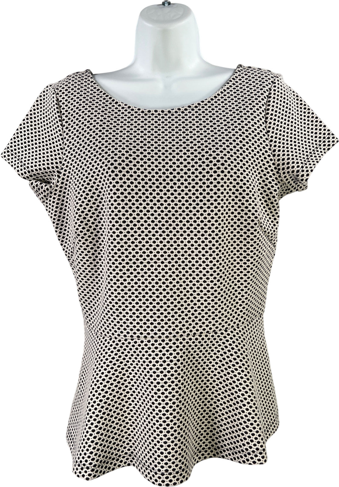 Banana Republic Women’s White/Black Short Sleeve Peplum Blouse - 10