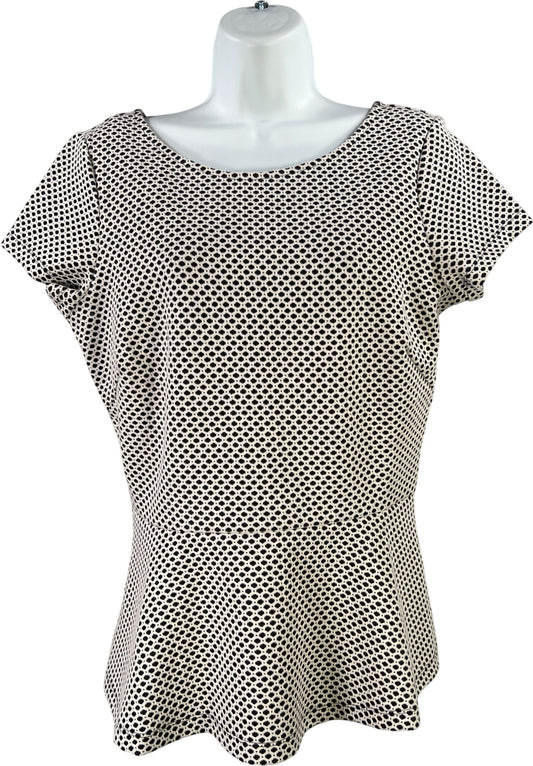 Banana Republic Women’s White/Black Short Sleeve Peplum Blouse - 10