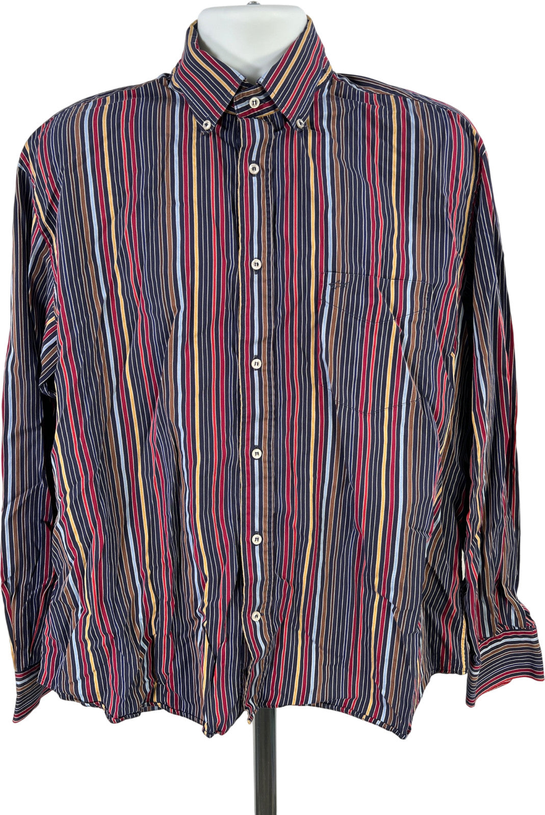Paul and Shark Men’s Blue Striped Long Sleeve Button Up Shirt - 44