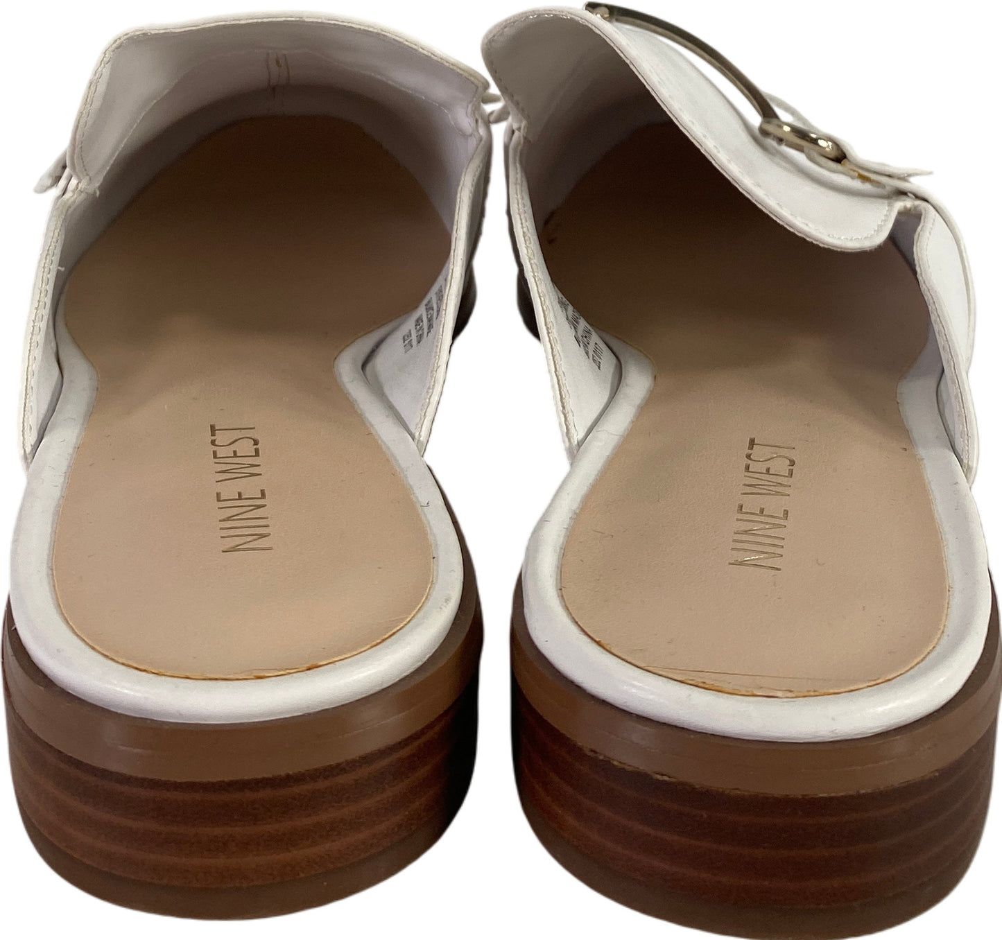 Nine West Women’s White Johnnie Slip On Low Heel Mules - 8.5