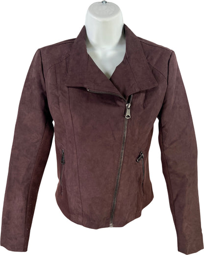 Marc New York Women’s Dark Purple Faux Suede Full Zip Moto Jacket - XS