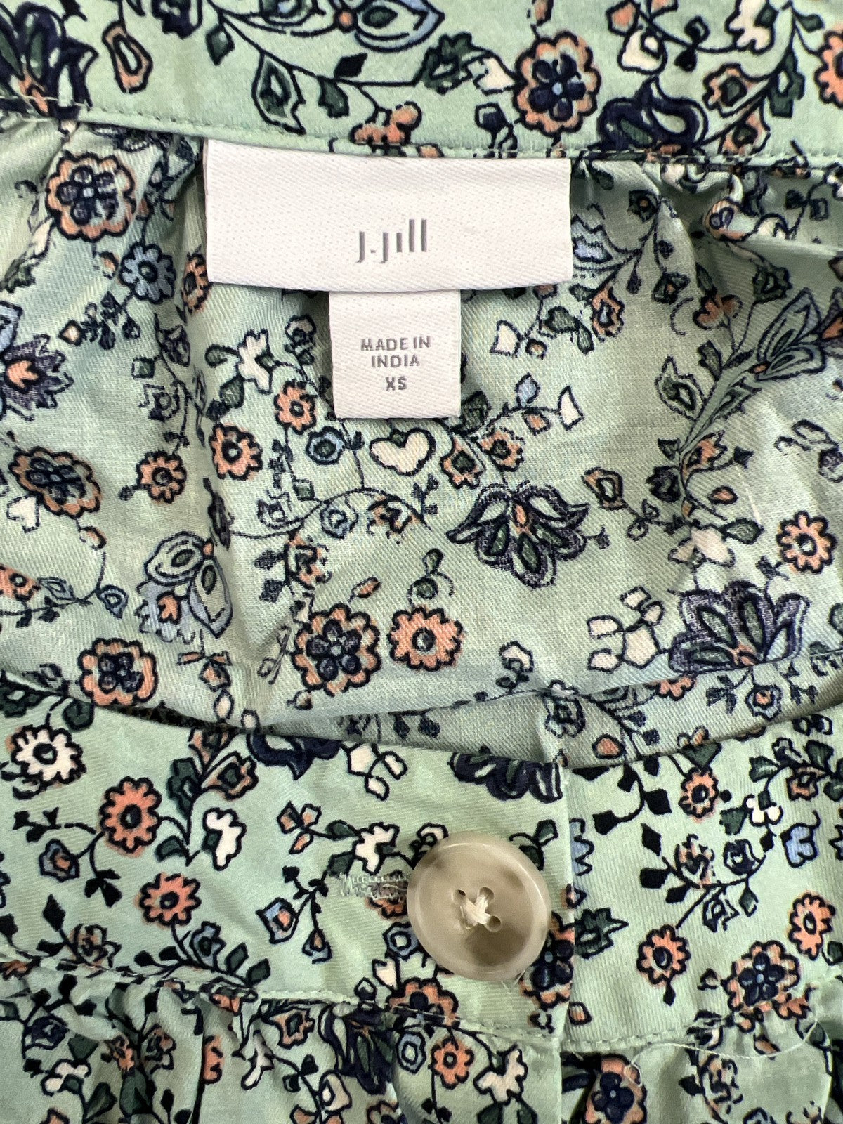 J.Jill Women’s Blue Floral 3/4 Sleeve Button Up Blouse - XS