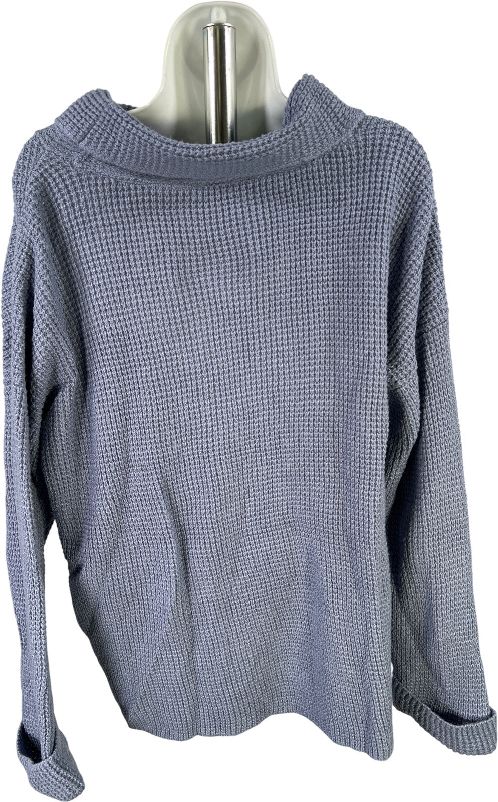 J.Jill Women’s Blue Waffle Knit Cowl Neck Long Sleeve Sweater - L