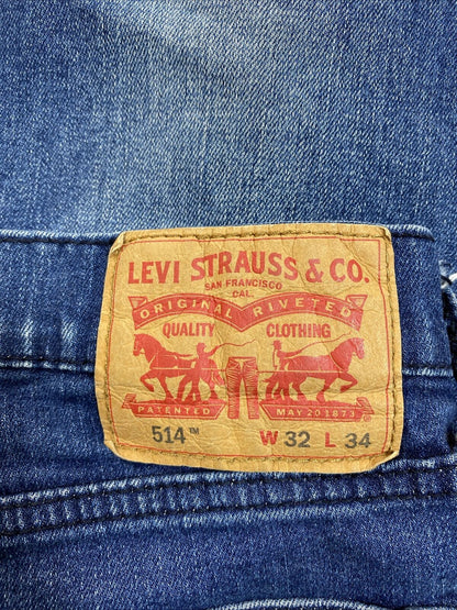 Levi's Men's Dark Wash 514 Slim Straight Stretch Jeans - 32x34