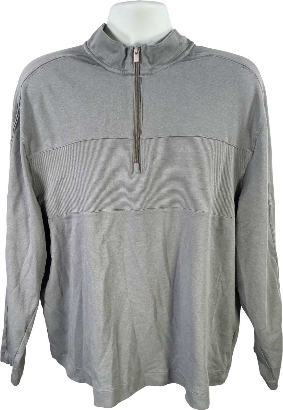 Van Heusen Men’s Gray Long Sleeve 1/4 Zip. Regular Fit Pullover Sweater - XXL