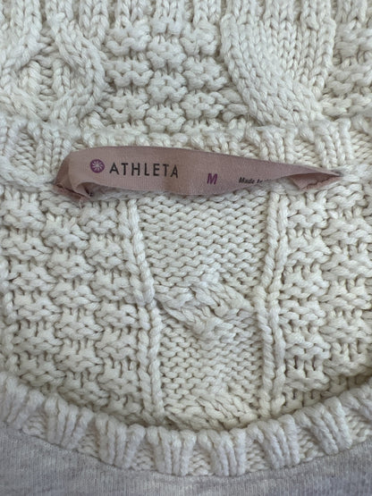 Athleta Women’s Light Pink/Ivory Cable Knit Madera Sweater Sweatshirt - M