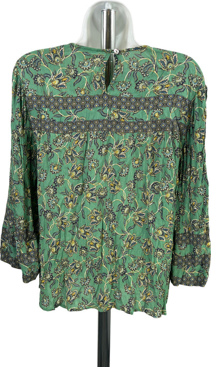 J.Jill Women’s Green Paisley 3/4 Sleeve Button Up Blouse - XS