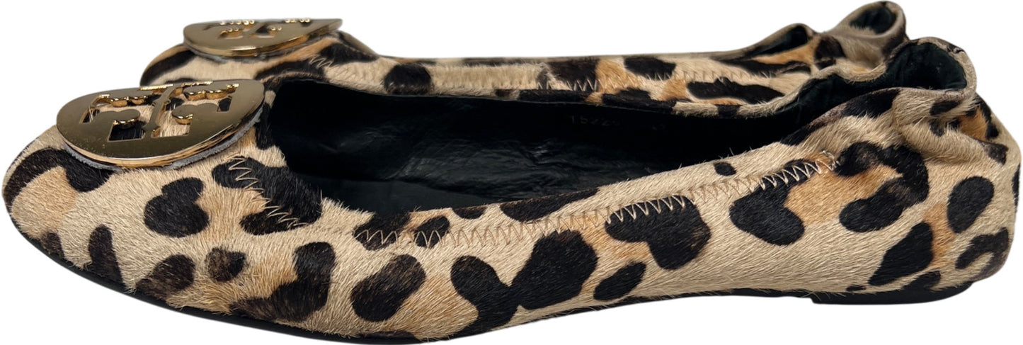 Tory Burch Women’s Brown Leopard Reva Print Ballet Flats - 37/US 6.5