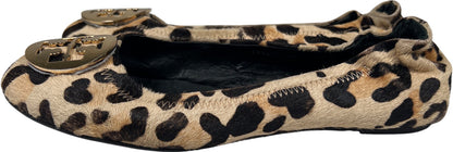 Tory Burch Women’s Brown Leopard Reva Print Ballet Flats - 37/US 6.5