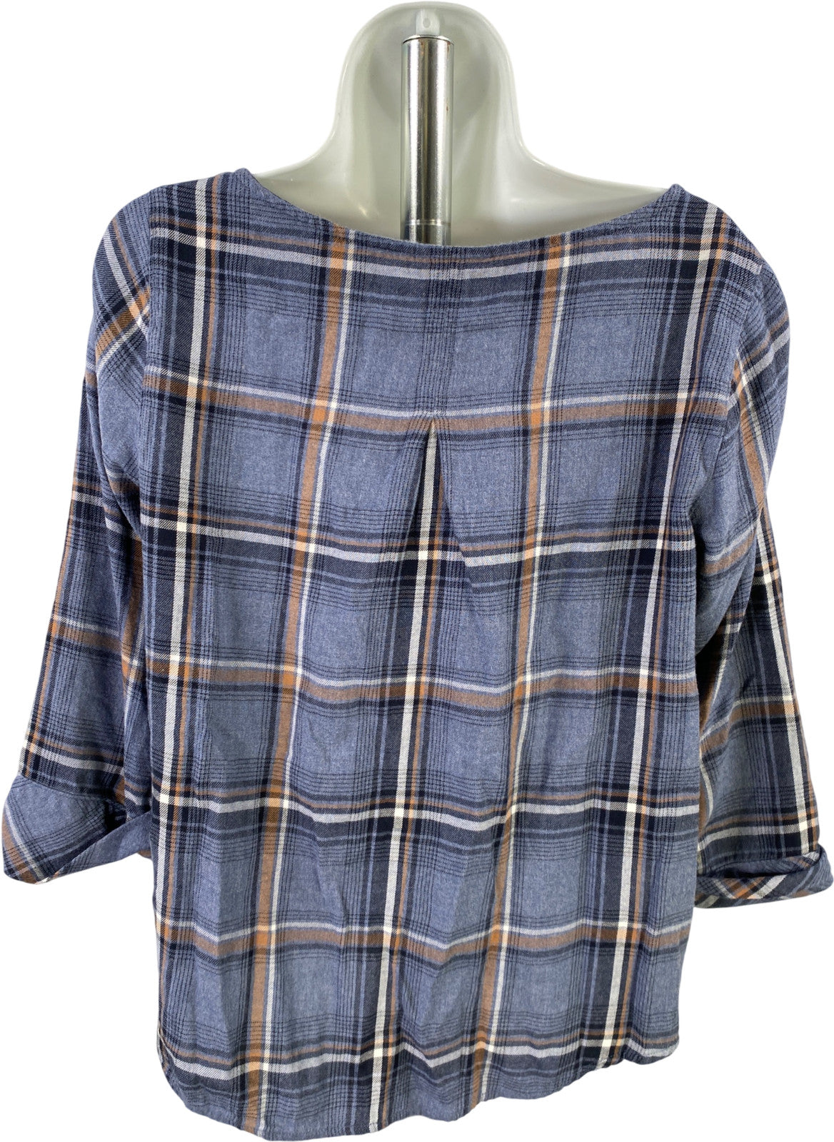 J.Jill Women’s Blue Plaid Soft 3/4 Sleeve Pullover Blouse - XS
