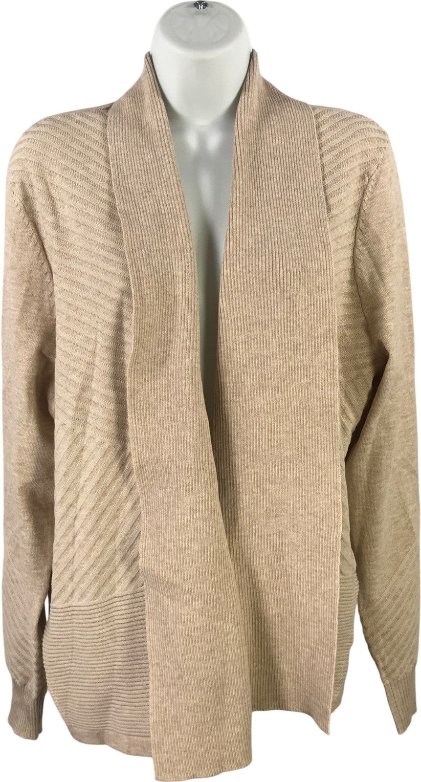 Verve Ami Women’s Beige Long Sleeve Open Front Cardigan Sweater - L