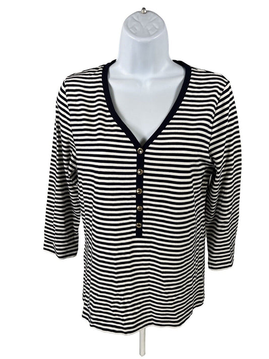 NEW Lauren Ralph Lauren Women's Blue/White Striped Nautical Shirt - M