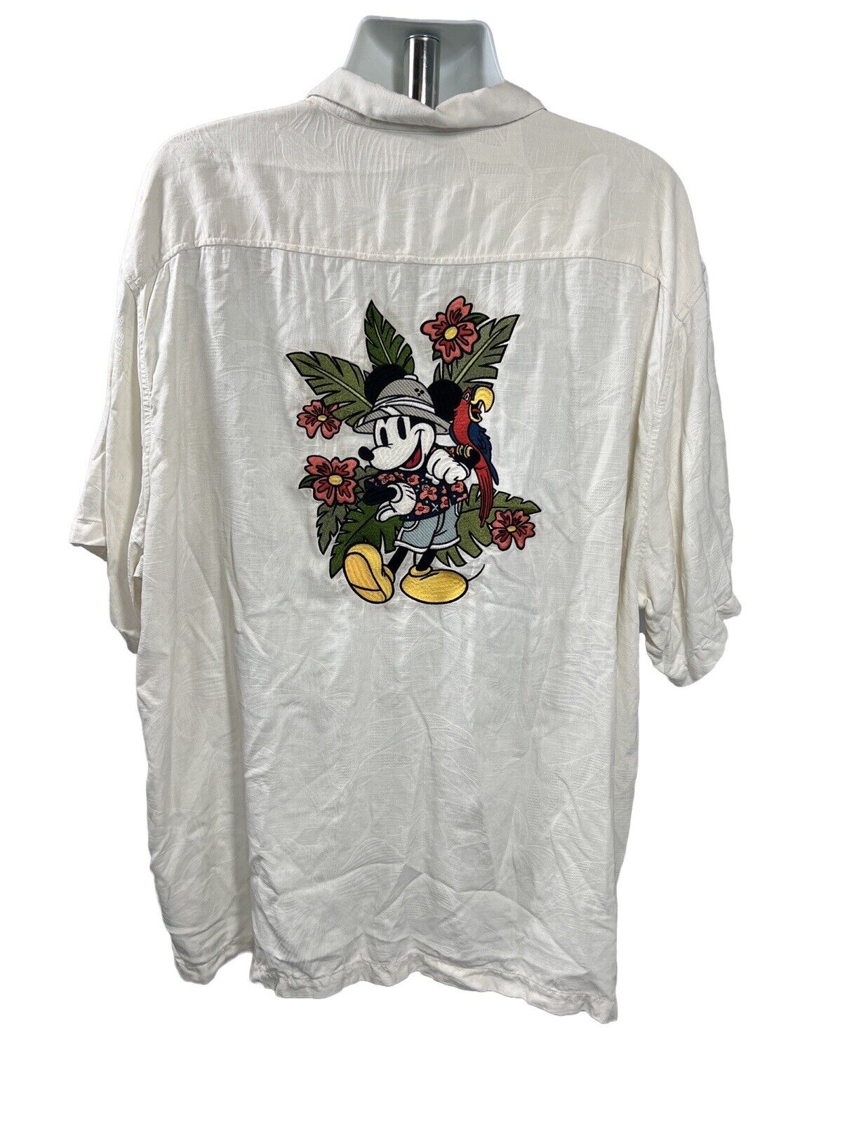 Tommy Bahama Men's White Jungle Safari Mickey Mouse Silk Shirt - Big 3XLB
