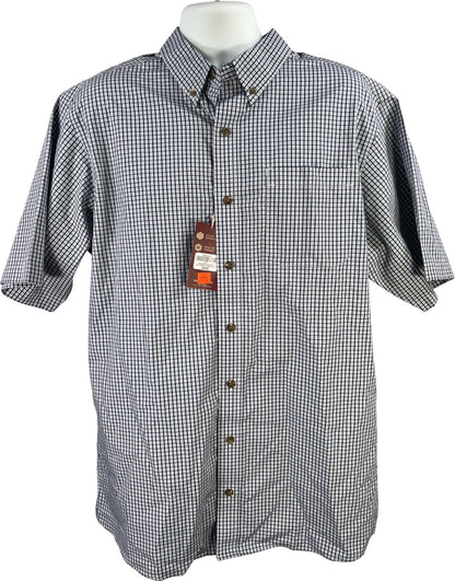 RedHead Men’s Blue/White Plaid Short Sleeve Button Up Shirt - XL Tall