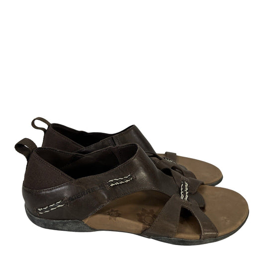 Merrell Women's Brown Expresso Leather Flaxen Open Toe Sandals - 8
