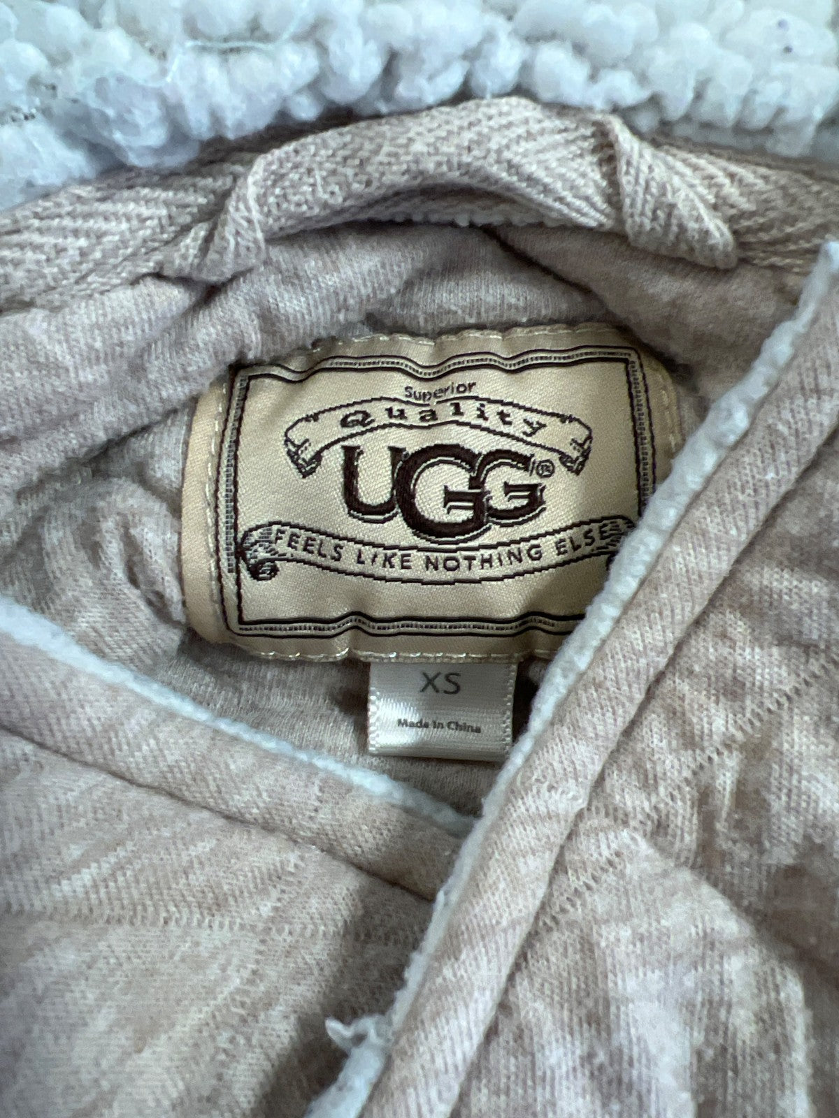 UGG Women’s Beige Quilted Sherpa Hood Full Zip Sweatshirt - XS