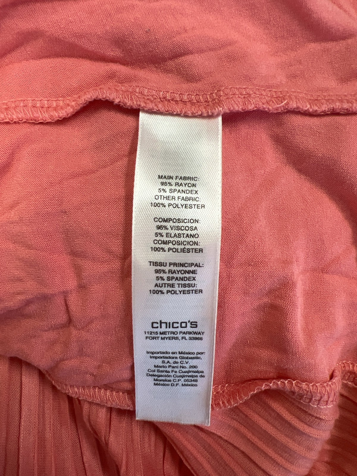 Chico’s Women’s Pink Pleated Back Short Sleeve T-Shirt - 0/US S