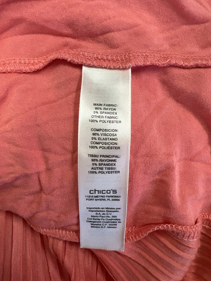Chico’s Women’s Pink Pleated Back Short Sleeve T-Shirt - 0/US S