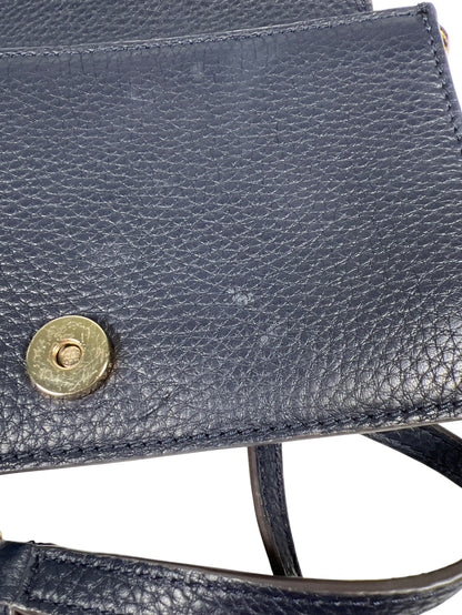 Tory Burch Women’s Blue Leather Bombe T Crossbody Purse W/ Removable Strap