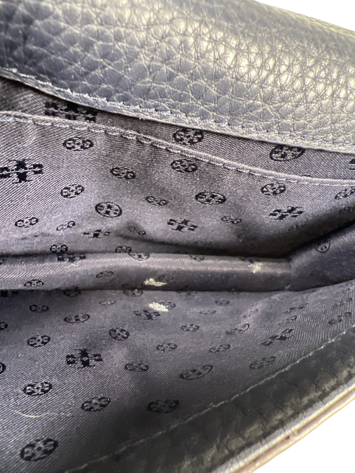 Tory Burch Women’s Blue Leather Bombe T Crossbody Purse W/ Removable Strap