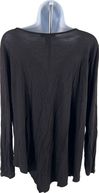 White House Black Market Women’s Black Long Sleeve V-Neck Shirt - L