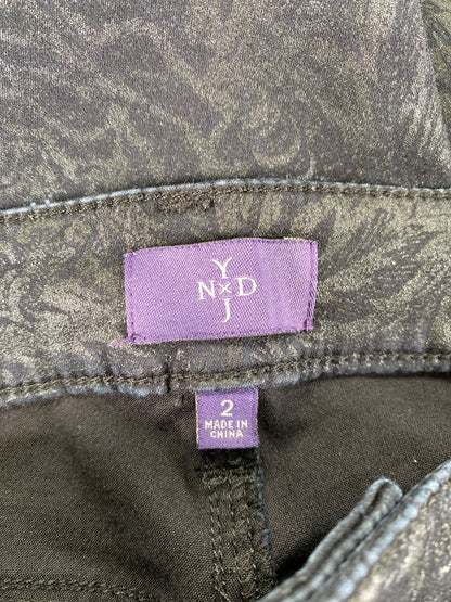 Not Your Daughters Women’s Black Metallic Graphic Skinny Denim Jeans - 2