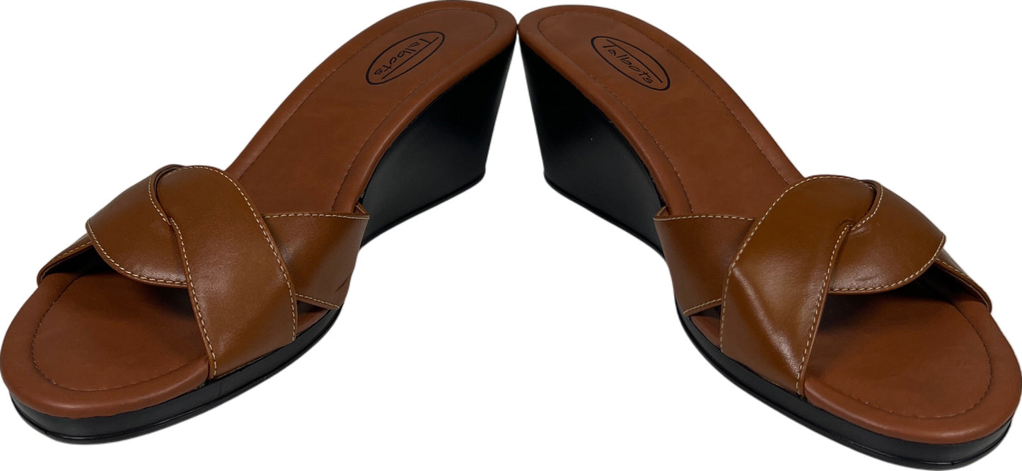 Talbots Women’s Brown Leather Slip On Wedge Sandals - 9.5