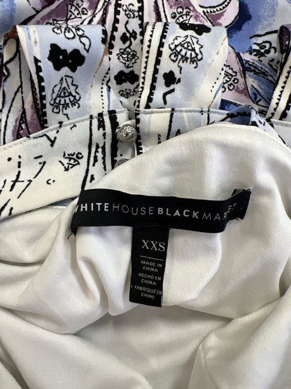 White House Black Market Women’s White/Blue Sleeveless Shift Dress - XXS