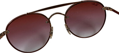 Ray-Ban Brown/ Rose Gold Round Double Bridge Sunglasses
