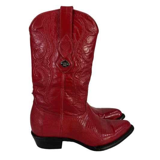 Los Altos Women's Red Leather Western Cowgirls Boots - 7