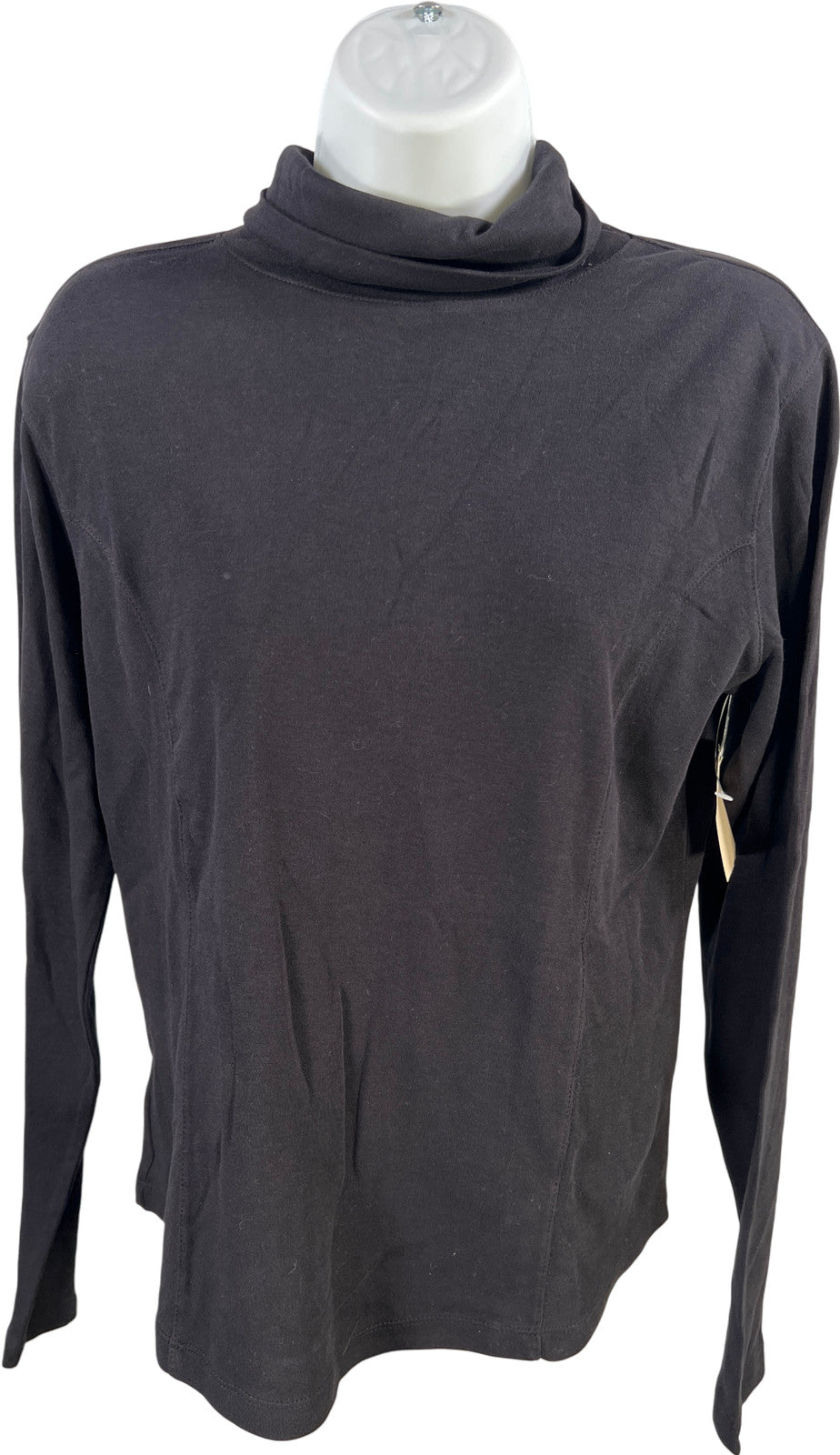 Coldwater Creek Women’s Black Princess Seam Long Sleeve Turtleneck T-Shirt - S