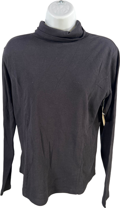 Coldwater Creek Women’s Black Princess Seam Long Sleeve Turtleneck T-Shirt - S