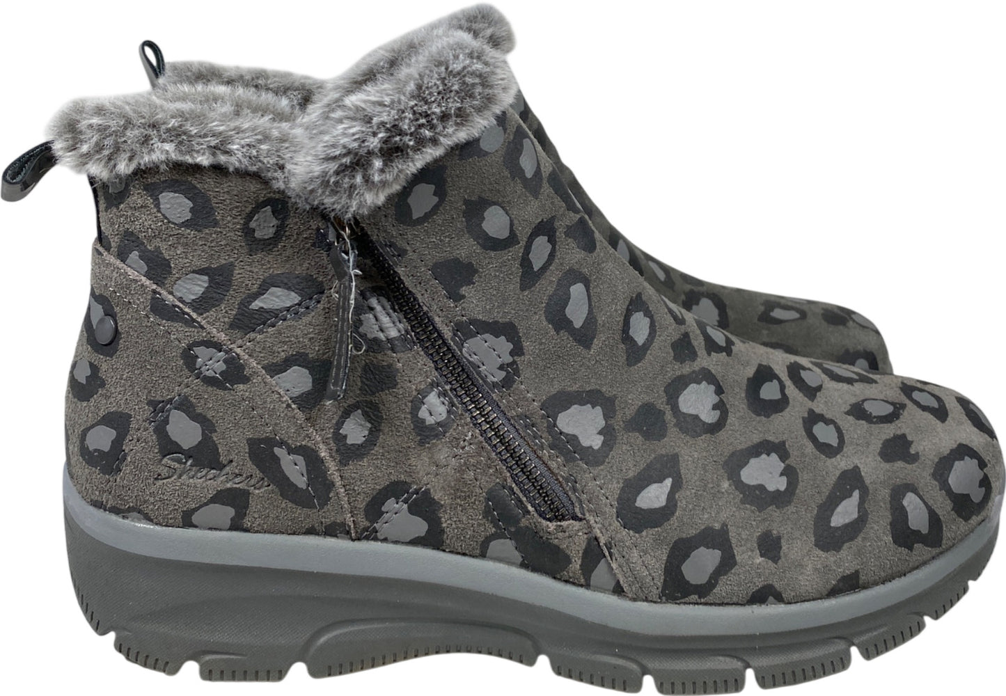 Skechers Women’s Gray Leopard Print Uno Rugged Sneaker Boots - 11 Wide