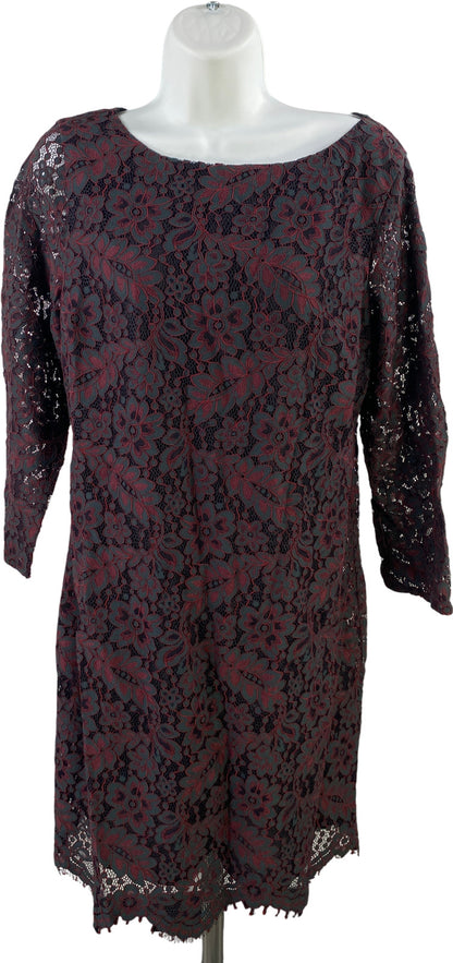 Brooks Brothers Women’s Dark Blue & Red Lace Lined Sheath Dress - 10