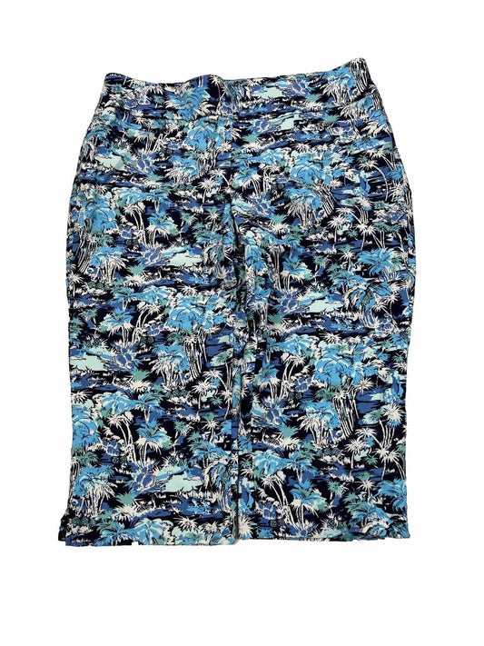 Christopher and Banks Womens Blue Tropical Pull On Crop Pants - Petite 12