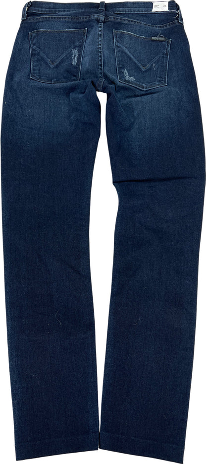 Hudson Women’s Dark Wash Mid Rise Nico Super Skinny Distressed Denim Jeans - 26