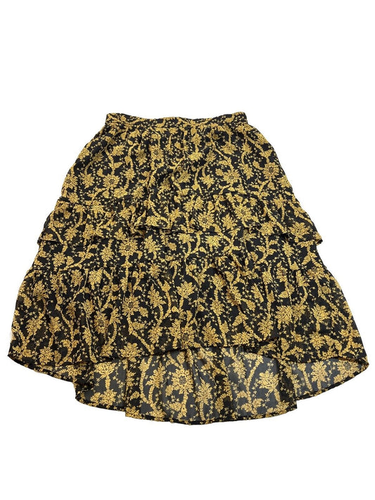 Ann Taylor Women's Brown/Yellow Floral Midi Skirt - 12 Petite