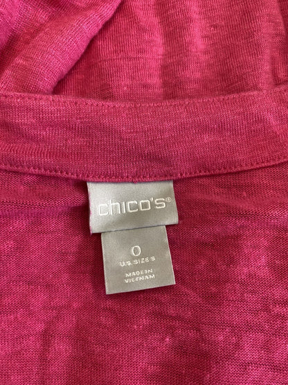 Chico’s Women’s Pink Linen V-Neck 1/2 Sleeve T-Shirt - 0/US S