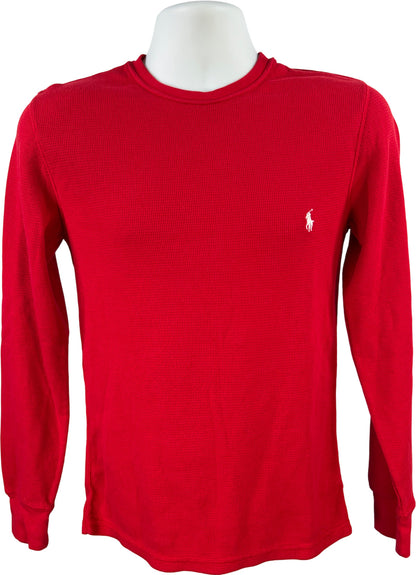 Polo Ralph Lauren Men’s Red Waffle Knit Long Sleeve Sleepwear Shirt - S