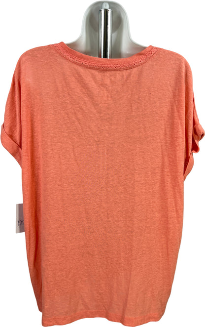 Croft and Barrow Women’s Pink/Coral Linen Cap Sleeve T-Shirt - L