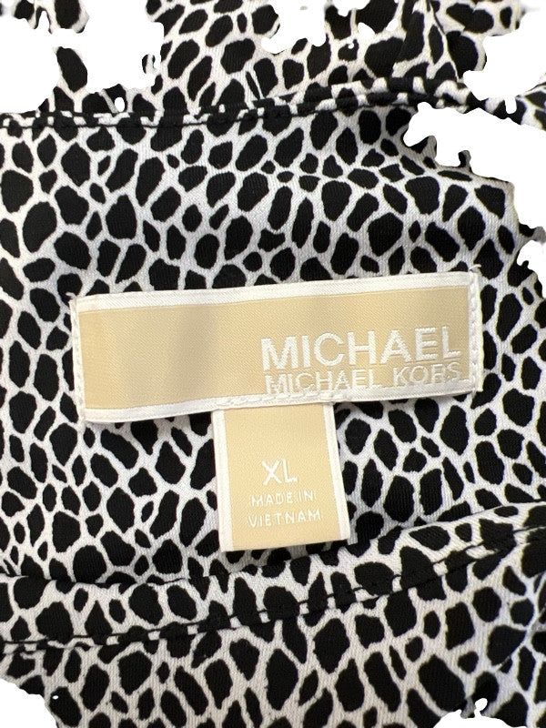 Michael Kors Women's Black/White Short Sleeve Shift Dress - XL