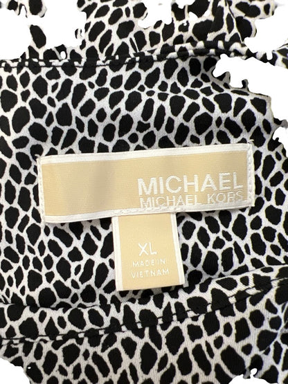 Michael Kors Women's Black/White Short Sleeve Shift Dress - XL