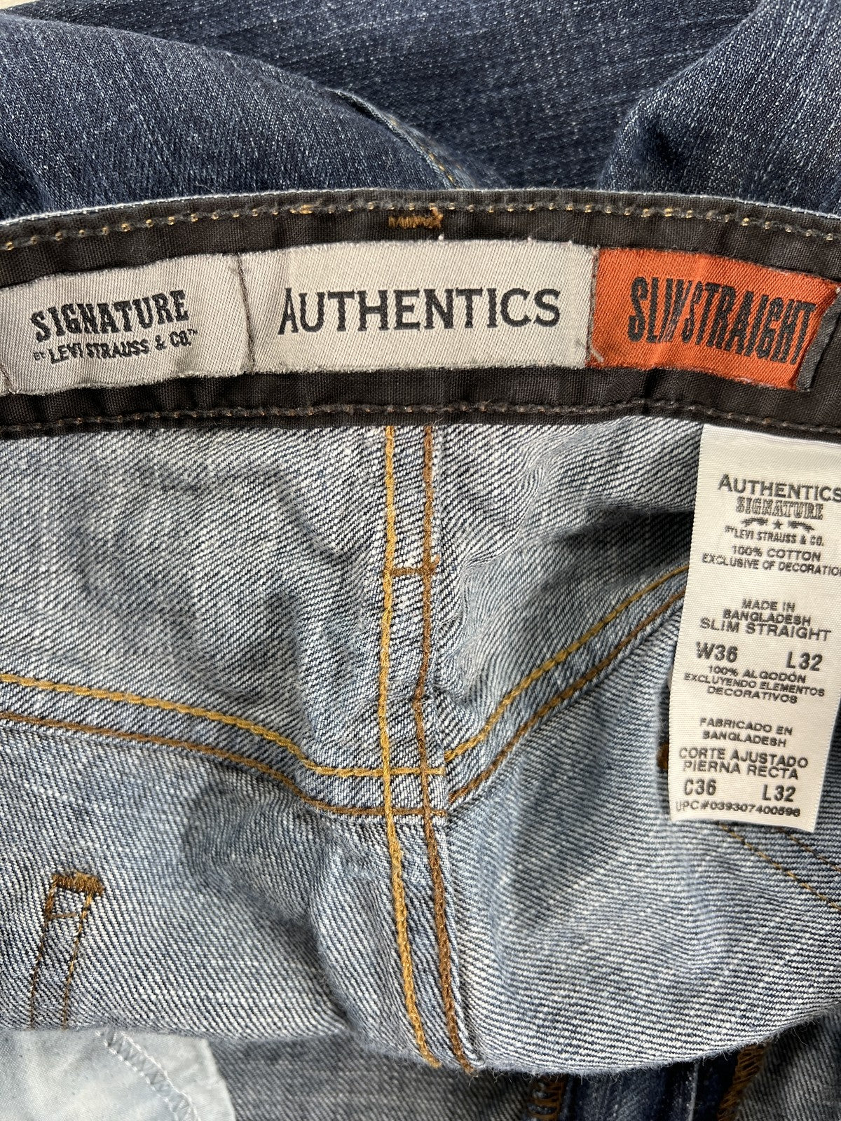 Levi’s Authentic Men’s Dark Wash Slim Straight Denim Jeans - 36x32