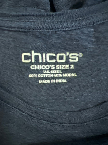 Chico’s Women’s Navy Blue 3/4 Bell Sleeve Shirt - 2/US L