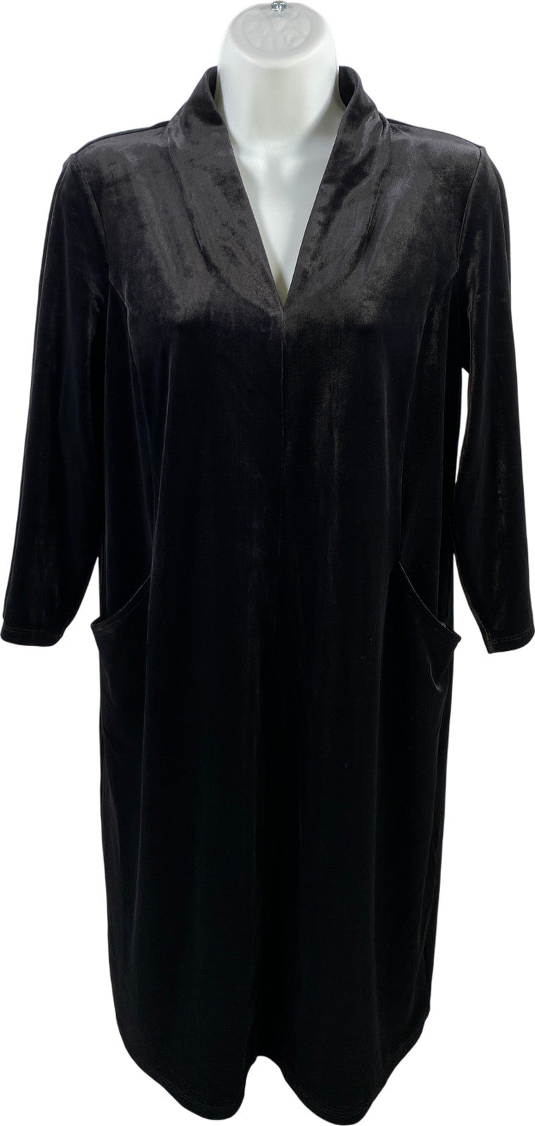J.Jill Wearever Collection Women’s Black Velour Pocket Front Shift Dress - XS