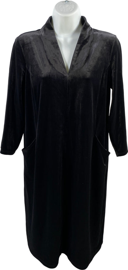 J.Jill Wearever Collection Women’s Black Velour Pocket Front Shift Dress - XS