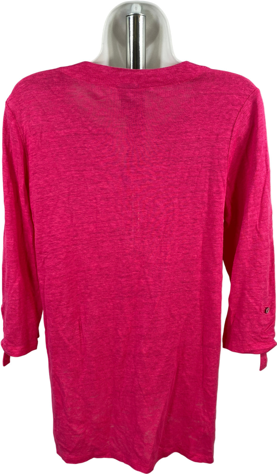 Chico’s Women’s Pink Linen V-Neck 1/2 Sleeve T-Shirt - 0/US S