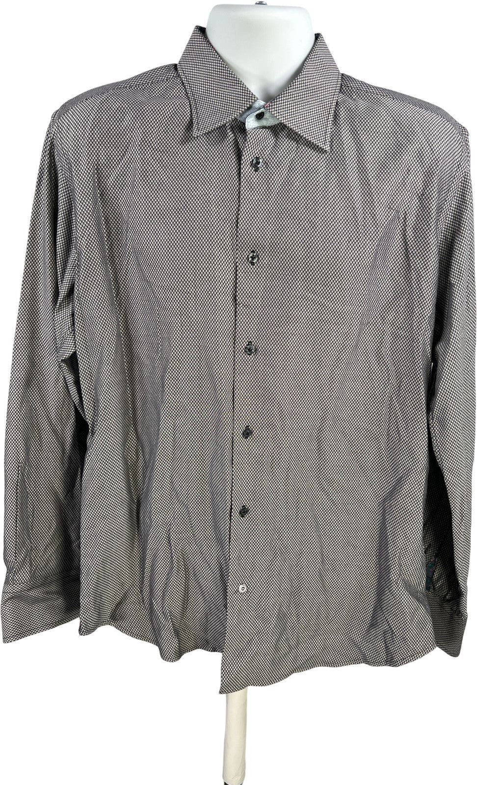 Robert Graham Men’s Black/White Long Sleeve Button Up Dress Shirt - 43 - L/XL