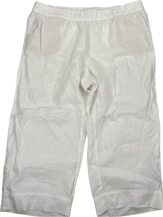 Pure J.Jill Women’s White Linen Pull On Wide Leg Ankle Pants - Plus 2X